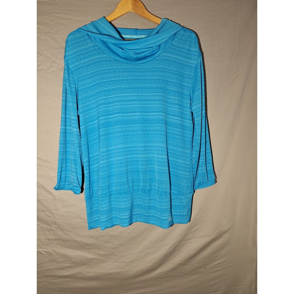 ADIDAS Climalite Women's Pullover Lightweig Hoodie Size Large Cowl Neck Blue